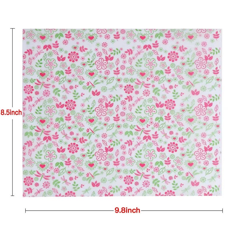 Suiwen Heart, Flower, Candy Wax Paper for Food, Greaseproof Deli Paper, Waterproof Hamburger Liners, 25 * 22cm (9.8 * 8.6""): Wrapping Tissue for Plastic Food Basket - Image 2